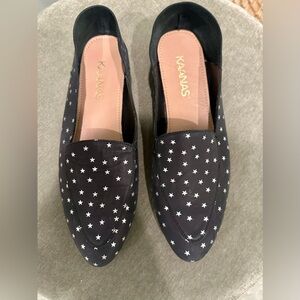Kaanas Navy Star-Print Slip-On Loafers
